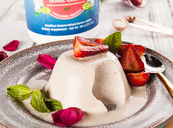 Gut-healing Coconut & Vanilla Panna Cotta with Balsamic Strawberries