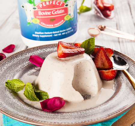 Gut-healing Coconut & Vanilla Panna Cotta with Balsamic Strawberries